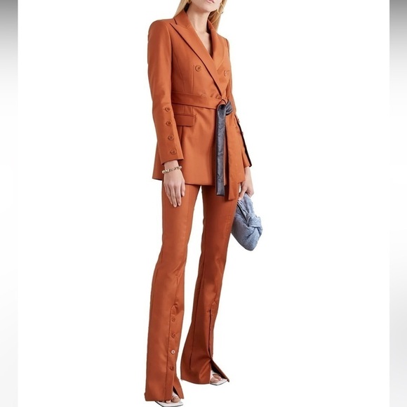 Altuzarra Olivisi Double Breasted Cottom Blend Jacket Belted Blazer Nutmeg - Picture 4 of 16